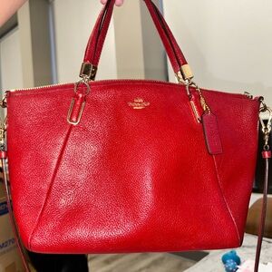 Coach Red Leather Tote Bag